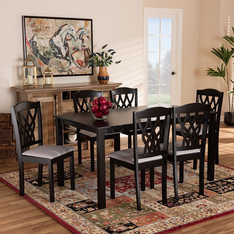 Baxton Studio Salem Dining Table and Chair 7-piece Set