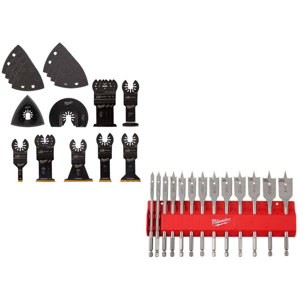 MW Oscillating Multi-Tool Blade Kit w High Speed Wood Spade Bit Set (33-Piece) 49-10-9920-48-27-1520