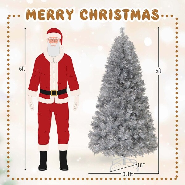 5/6/7 FT PreLit Silver Tinsel Christmas Tree Artificial Xmas Tree