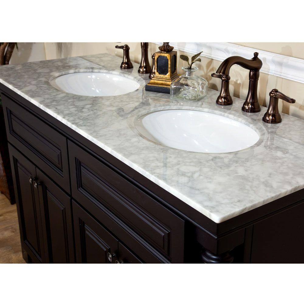 Bellaterra Home Parma 93 in. Double Vanity in Dark Mahogany with Marble Vanity Top in White BT5022C