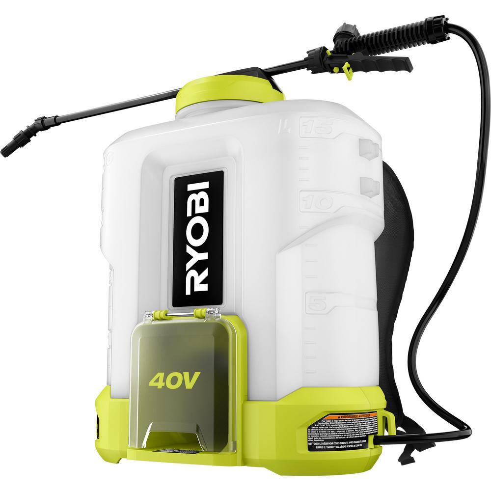 RYOBI 40V Cordless Battery Attachment Capable String Trimmer  4 Gal. Backpack Chemical Sprayer w 4.0 Ah Battery  Charger RY40250-SPR