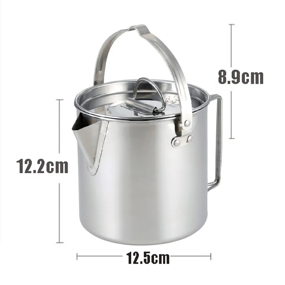 Camp 430 Stainless Steel Outdoor Picnic Cooker Camping Kettle Tea Pot Coffee Pot