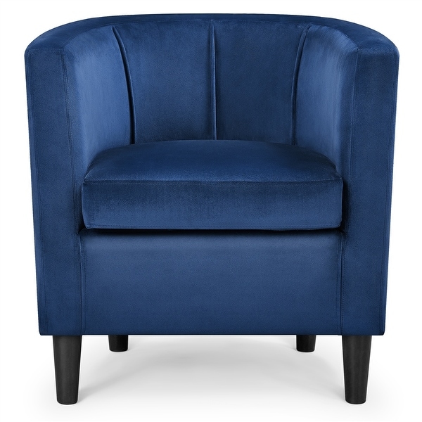 Yaheetech Modern Barrel-shaped Chair Upholstered Velvet Club Chair