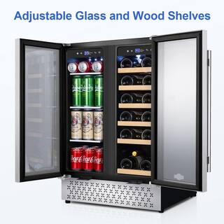 Tylza Dual Zone 24 in. 18-Bottle Wine and 57-Can Built-In and Freestanding Beverage Cooler in Stainless Steel with Safety Lock TYBC120-TYBC120