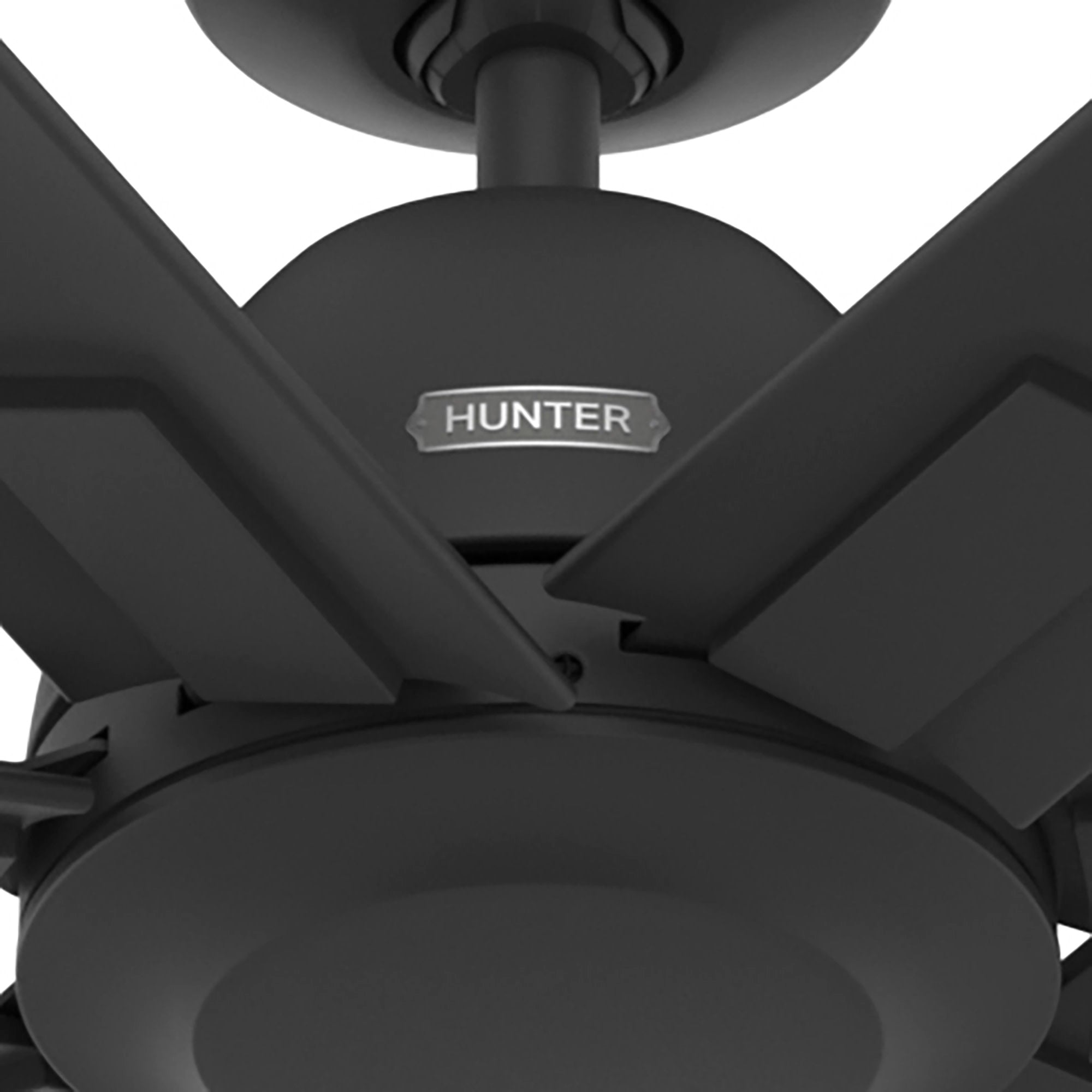 Hunter 72 inch Downtown Matte Black Damp Rated Ceiling Fan and Wall Control