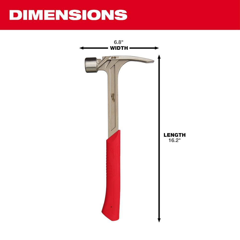 MW 28 oz. Milled Face Framing Hammer with 15 in. Pry Bar 48-22-9029-48-22-9035