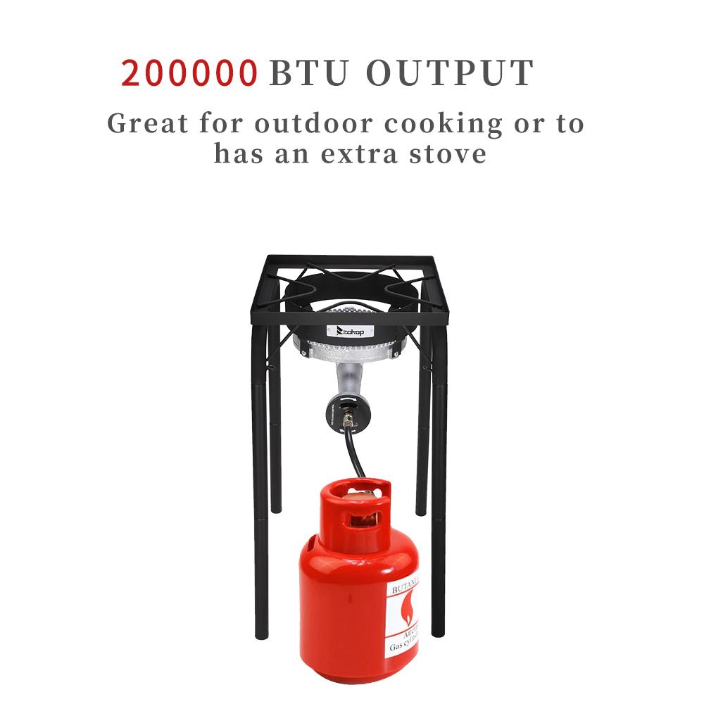 UBesGoo Propane Single Burner 200,000 BTU w/0-20 Psi Regulator, Cast Iron, Black