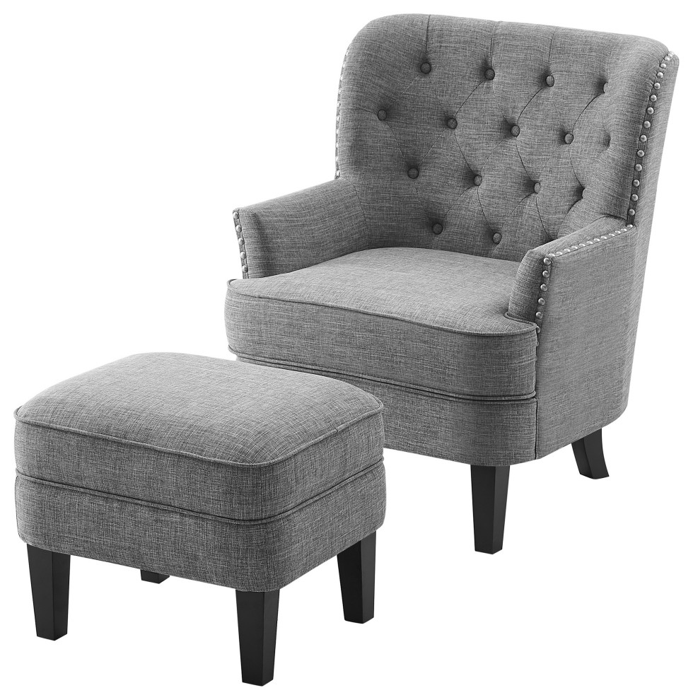 y Tufted Armchair and Ottoman   Transitional   Armchairs And Accent Chairs   by Mulhouse Furniture  Houzz