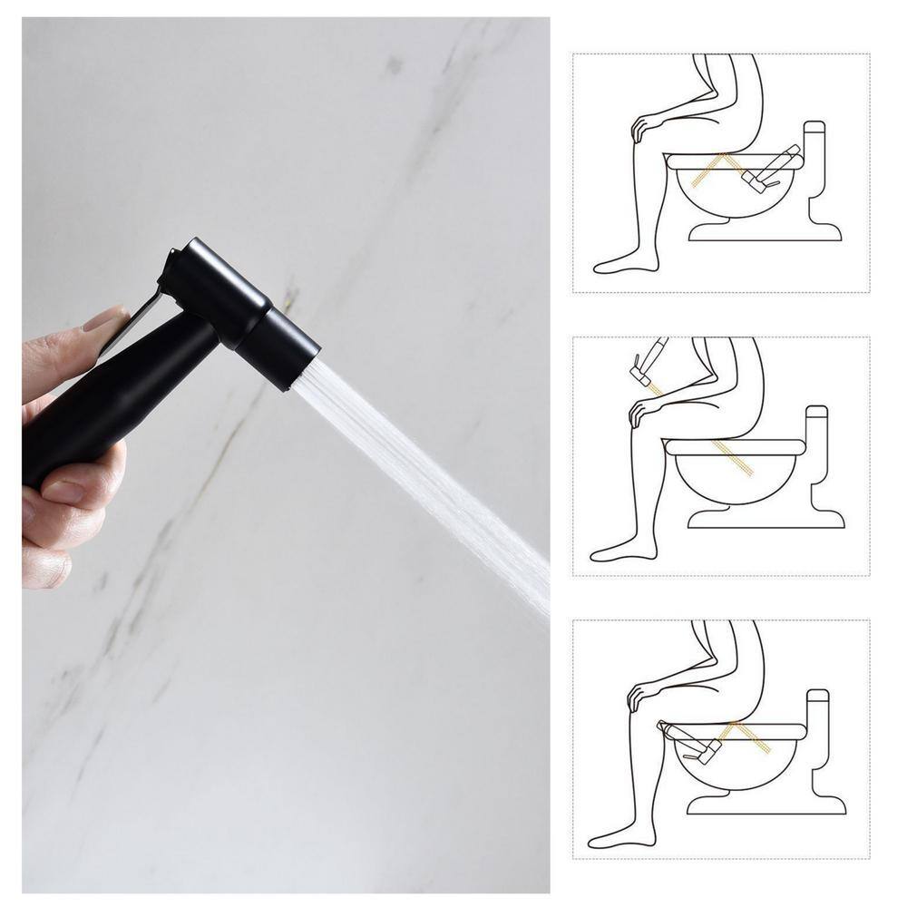 WELLFOR Non-Electric Bidet Attachment in Black Handheld Sprayer(T-Valve) Toilet Attachment Sprayers WA-FX0021