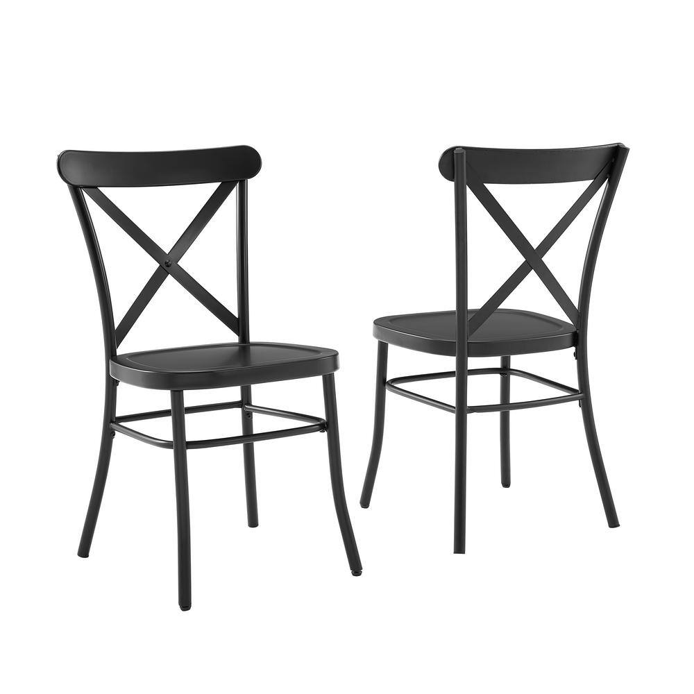 CROSLEY FURNITURE Camille Black Metal Dining Chair (Set of 2) CF500620-MB