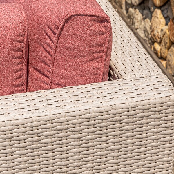 COSIEST PE Wicker Outdoor Armless Chair with Pillow