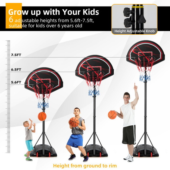 Costway 51836297 Portable Basketball Hoop Stand wi...