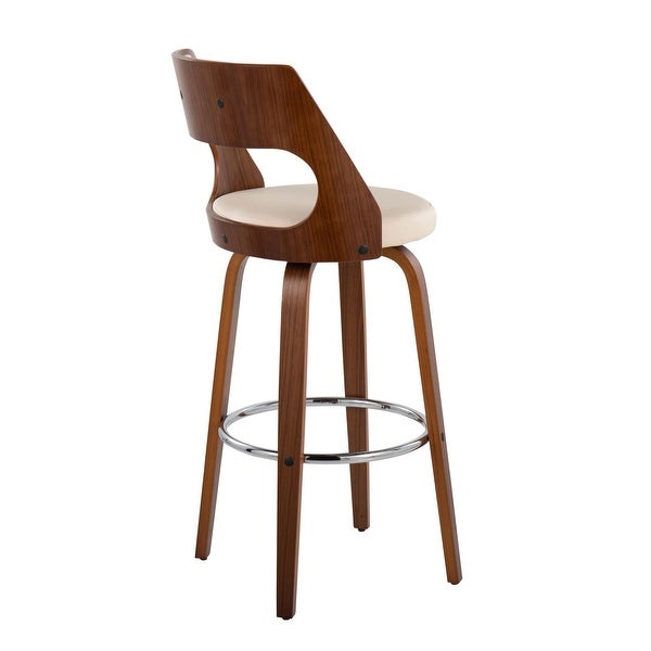 Lumisource Cecina Barstool Walnut and Cream Leather - Set of 2 - 20