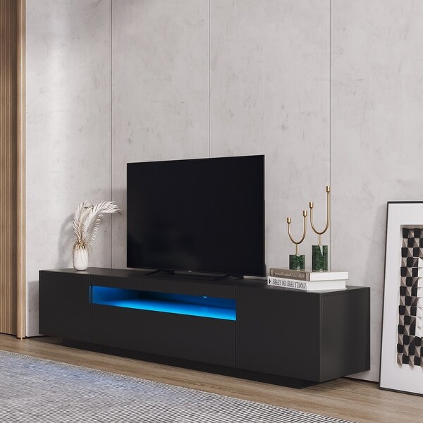 78''L Modern 2 Side Doors TV Stand RGB LED LightsandMulti-Storage TV Cabinet for Living Room Media Entertainment Center