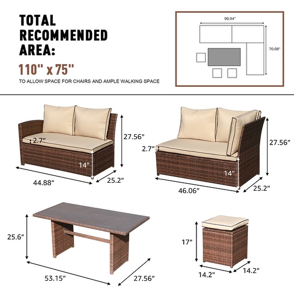 Outdoor 7piece Wicker Dining Set Patio Sofa Furniture