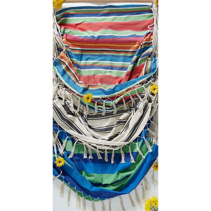 Actifo Hammock Chair with Tassel Fringe - Nautical Stripes