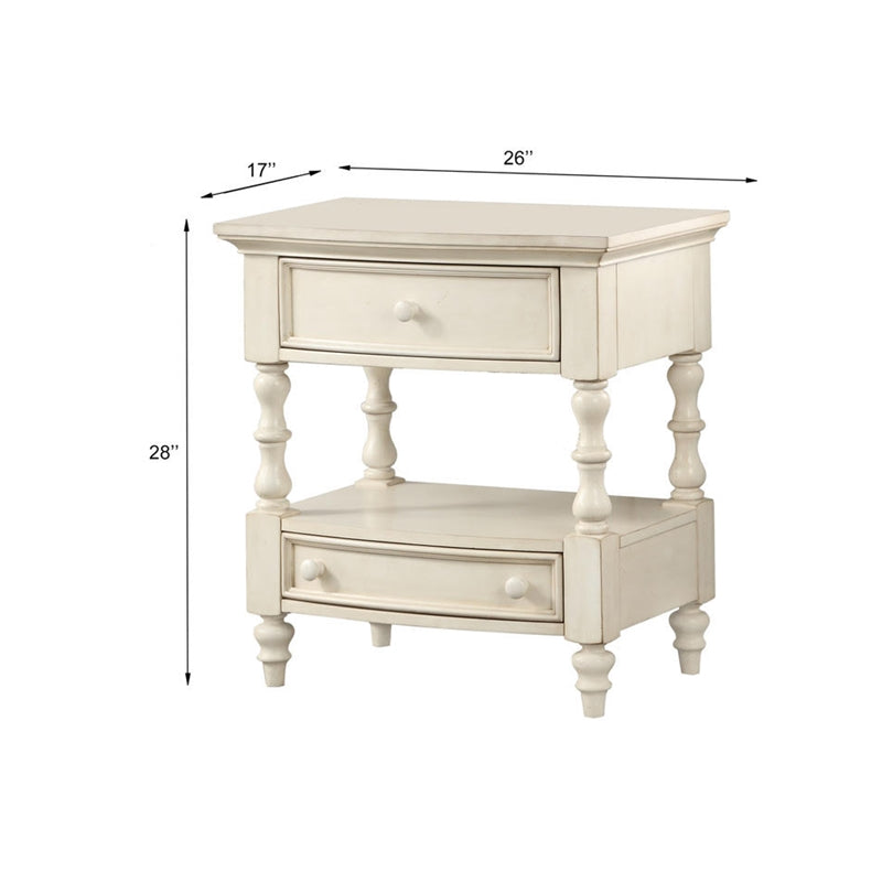 Comfort Pointe Shelton 2-Drawer Wood Nightstand in Antique White