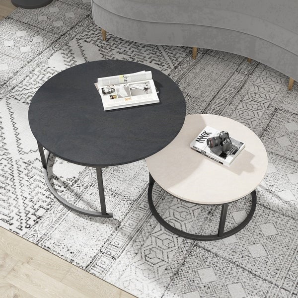 Set of 2 Modern Round Nesting Coffee Tables 31.5-Inch and 23.62-Inch