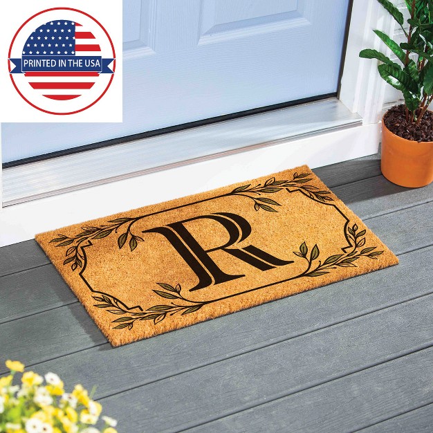 X 16 quot Monogram Coir Mat Letter quot r quot