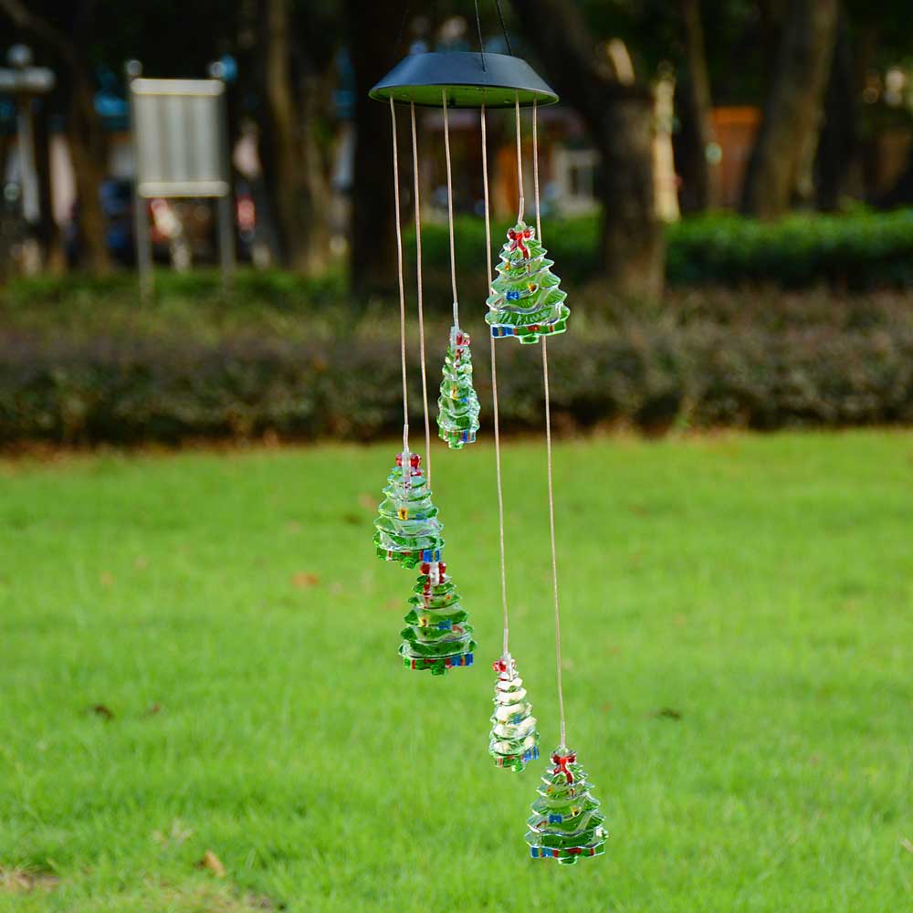 Yescom Solar LED Wind Chime Color Changing Decor Light Christmas Tree