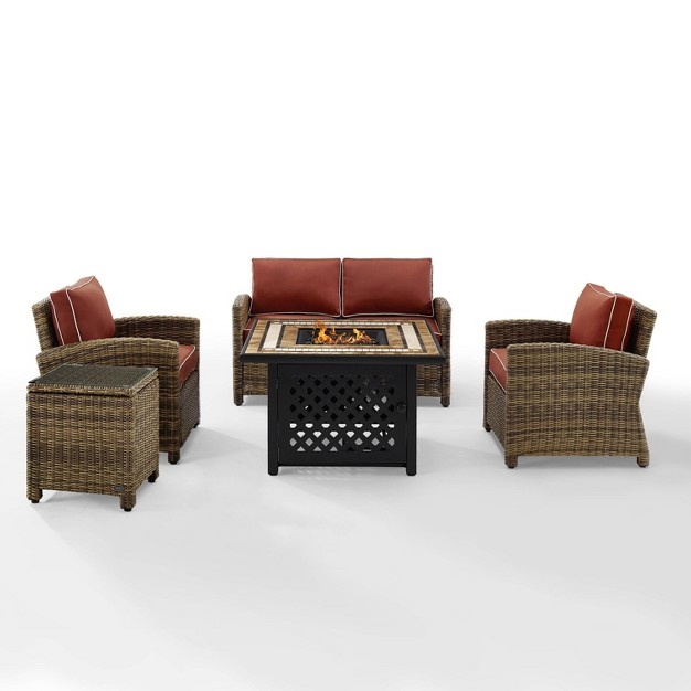 Crosley 5pc Bradenton Steel Outdoor Patio Fire Pit Furniture Set