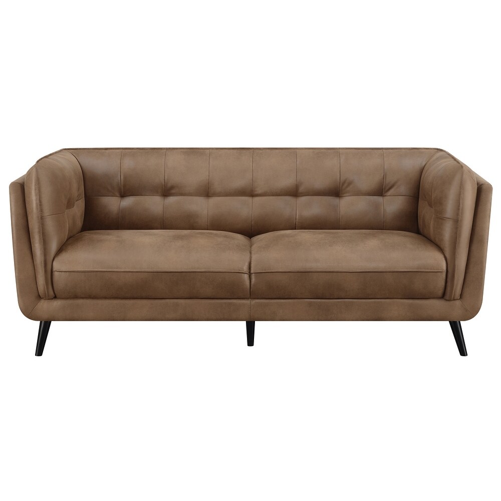 Maximillion Brown Upholstered Tuxedo Arms Sofa