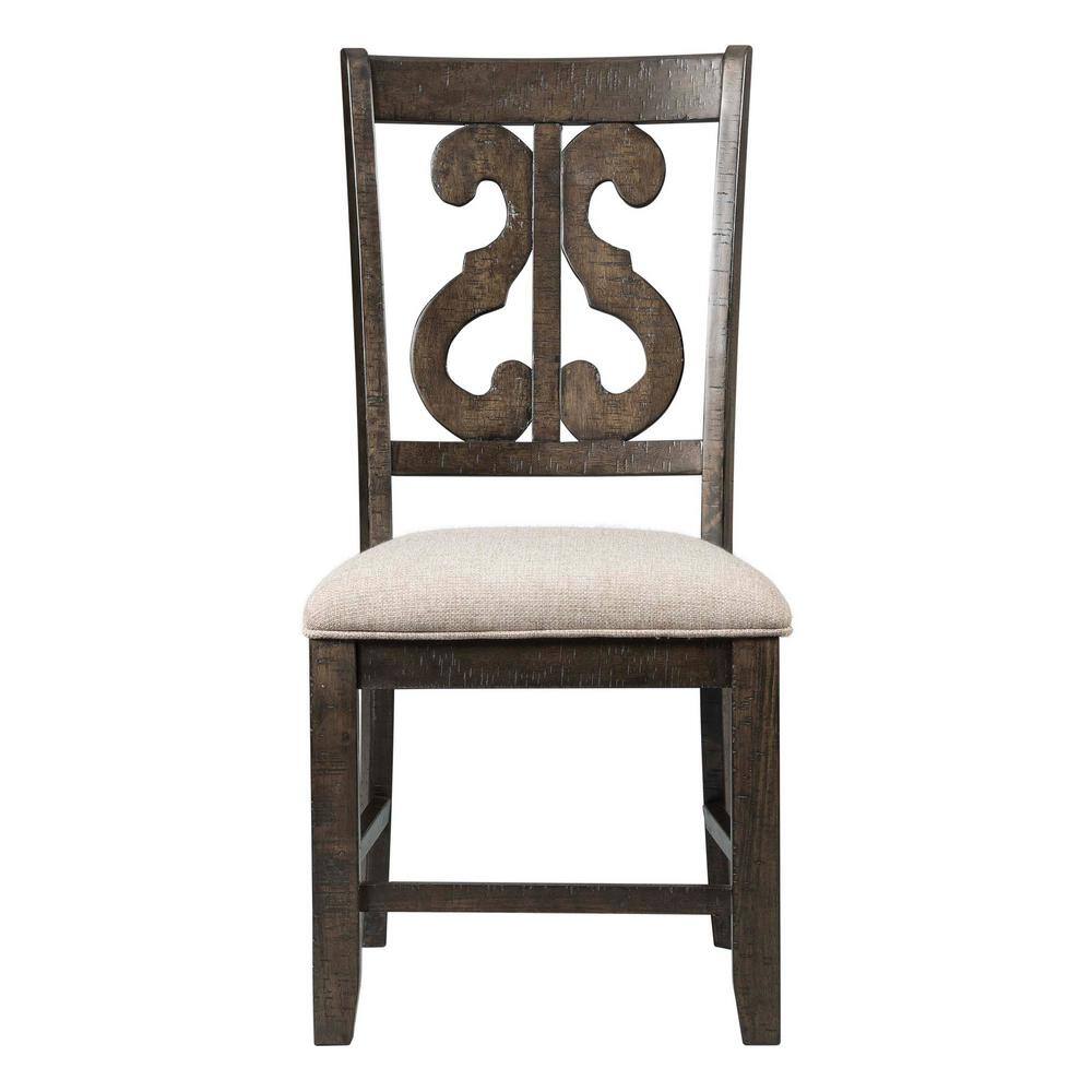 Stanford Wooden Swirl Smokey Walnut Back Side Chair Set DST150SC