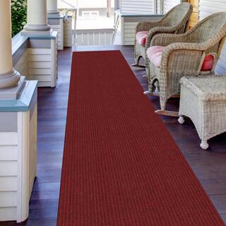 Ottomanson Scrabe Rib Waterproof Non-Slip Rubber Back Runner Rug 2 ft. W x 13 ft. L Red Polypropylene Garage Flooring SRT700-2X13