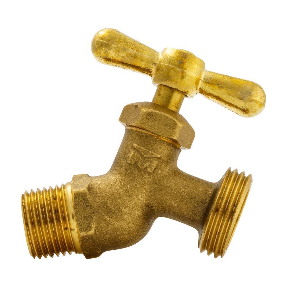 Everbilt 12 in. x 34 in. MIP x MHT Brass Hose Bibb Valve 102-303EB