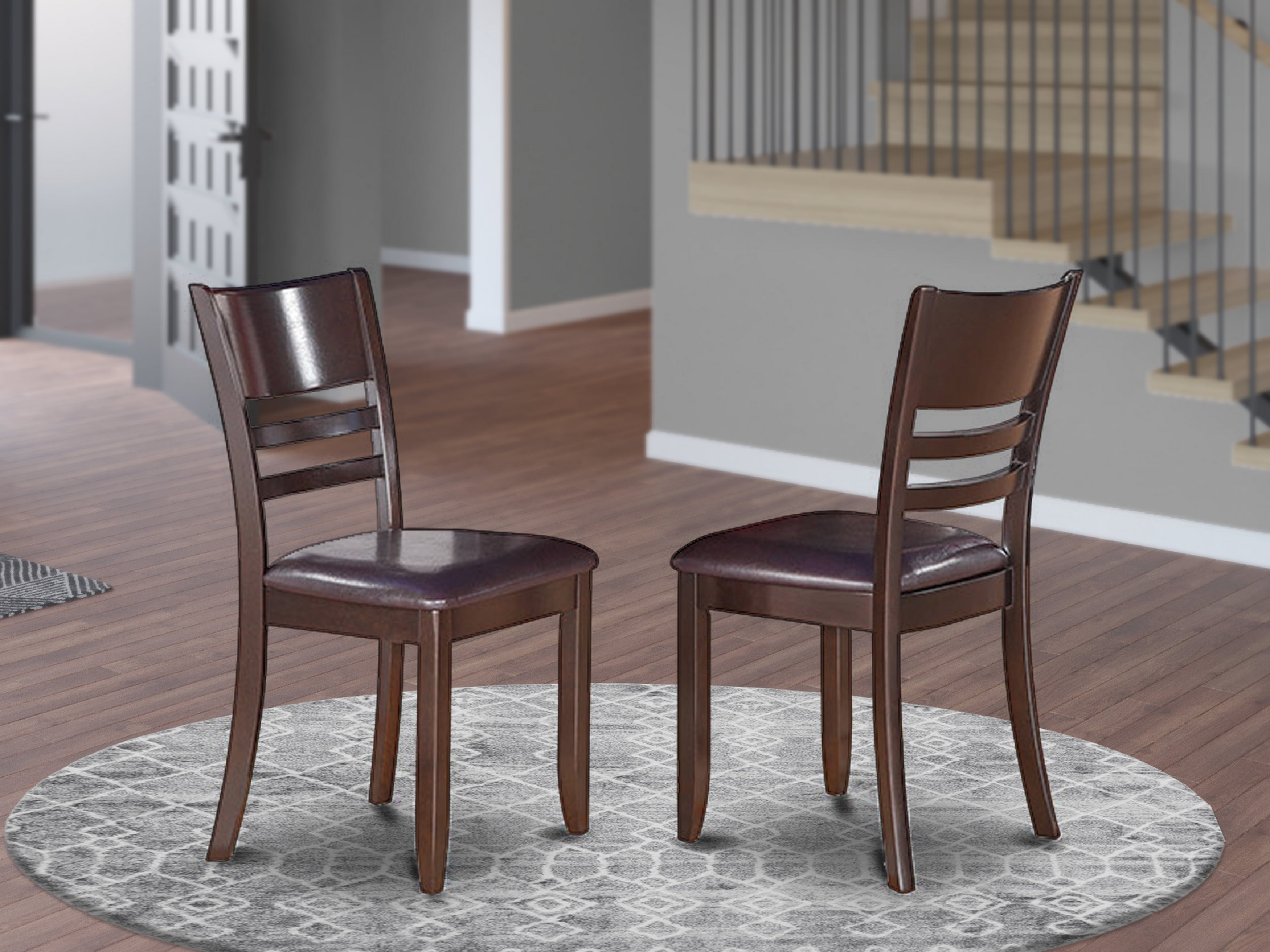 LYC-CAP-LC Lynfield Dining Chair with Faux Leather Upholstered Seat in Cappuccino Finish - Set of 2