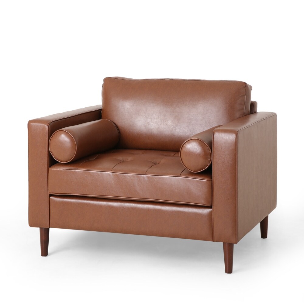 Malinta Contemporary Faux Leather Tufted Club Chair by Christopher Knight Home