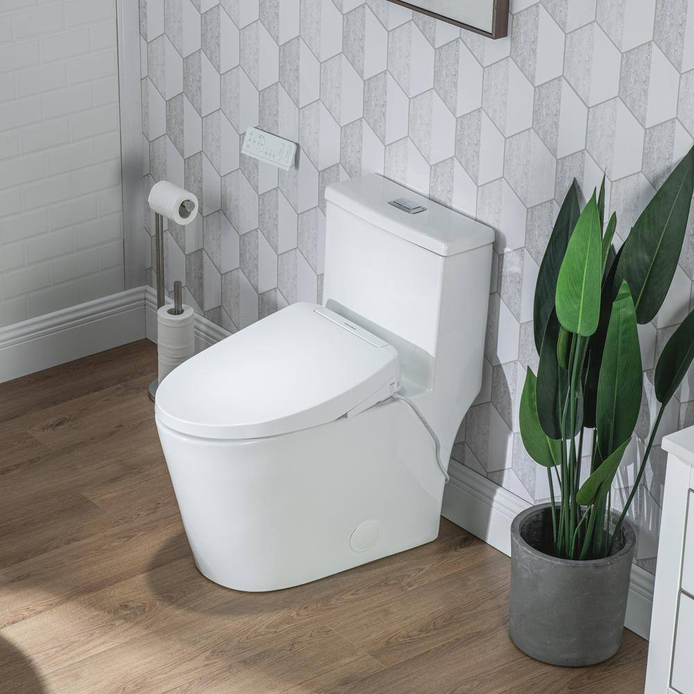 Casta Diva CD-BT03 Elongated Bidet Toilet Combo Dual Flush 0.91.28GPF in White with Advance Smart Bidet Seat CD-BT03