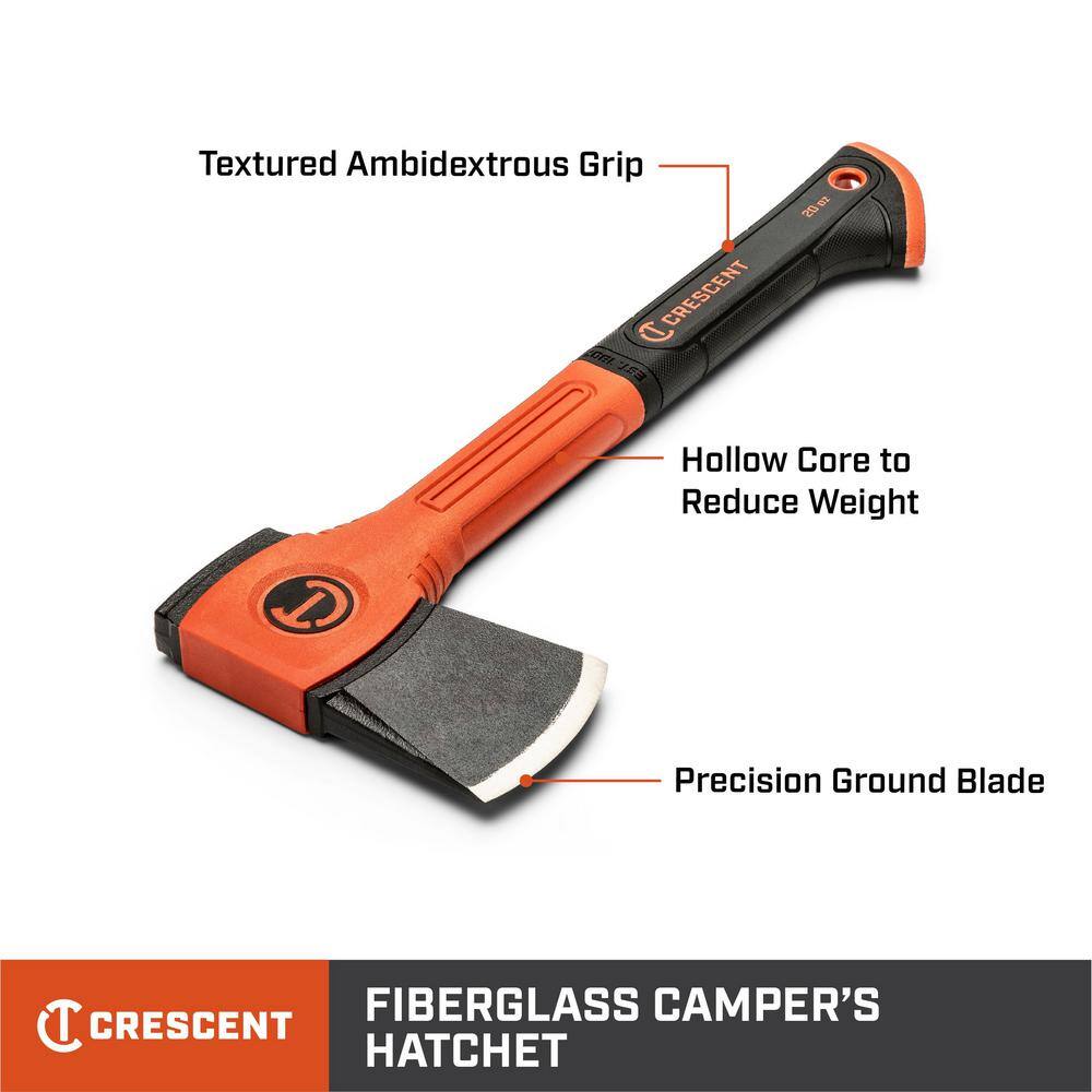 Crescent 14 in. Fiberglass Handled Camper's Hatchet 20 oz. with Sheath CFHATCH20