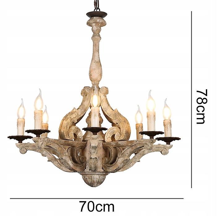 Phube Retro Wood Chandelier Luxury Pendant Lamp Antique Indoor Hanging Light