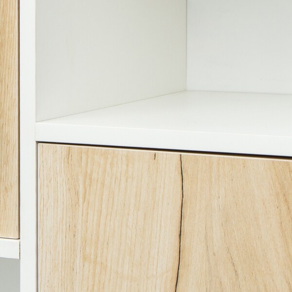 Multi-purpose storage cabinet with display stand and door