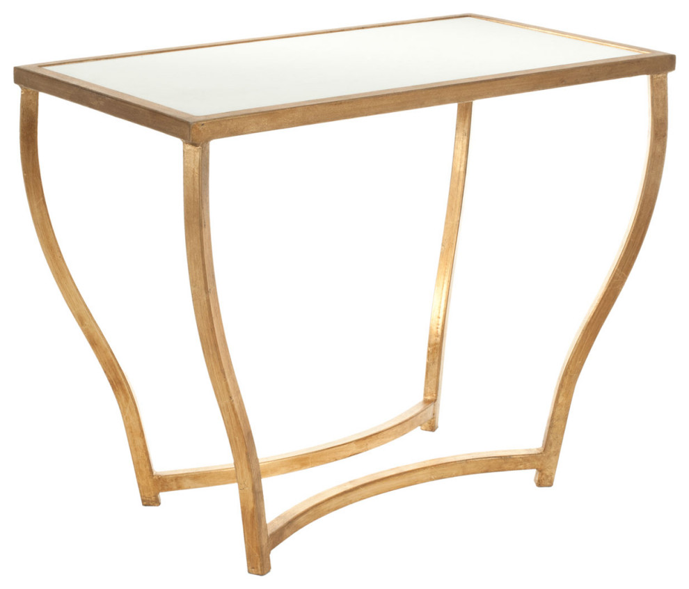 Culven Glass Top Gold Foil Accent Table White/Gold   Contemporary   Side Tables And End Tables   by Peachtree Fine Furniture  Houzz