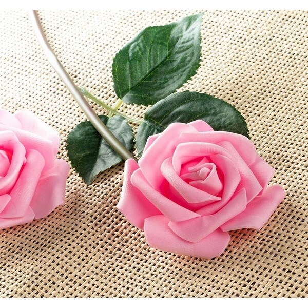 100Pack Pink Rose Artificial Flower Heads for Wedding Home Party Decorations