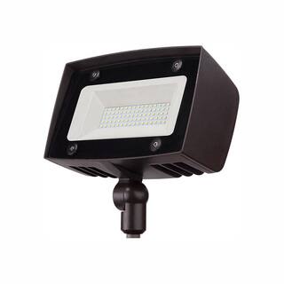 Commercial Electric 150W Equivalent Bronze Outdoor Integrated LED Flood Light 5000 Lumens Dusk to Dawn Light PWRF50-PC-4K-BZ