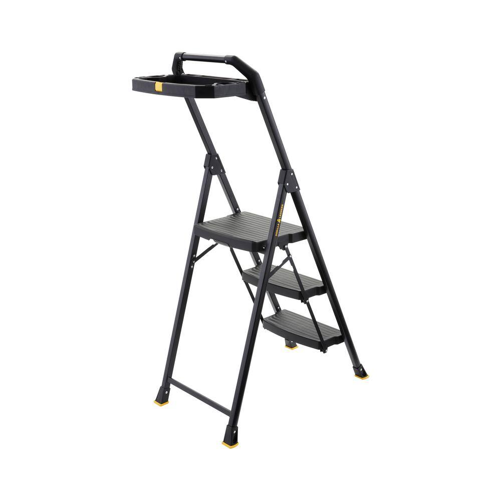 Gorilla Ladders 3-Step Pro-Grade Steel Step Stool Project Ladder 300 lbs. Load Capacity Type IA Duty Rating (9ft. Reach Height) GLHD-3T