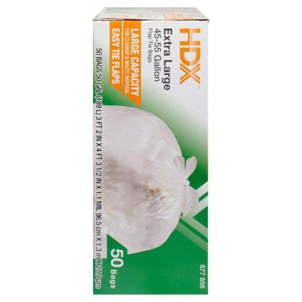 HDX 50 Gal. Clear Extra Large Trash Bags (50 Count) HDX50GC