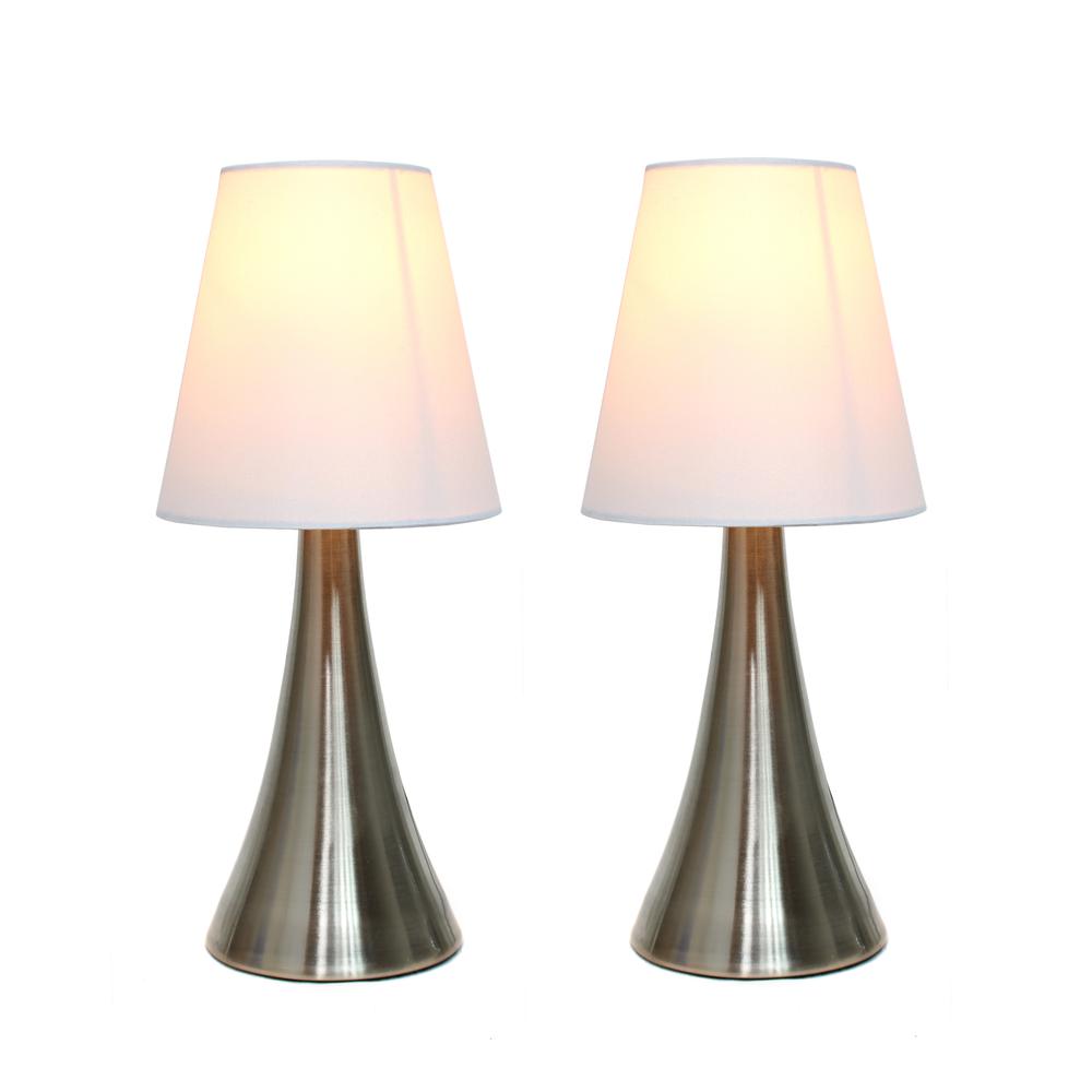 Simple Designs Valencia 2 Pack Mini Touch Table Lamp Set with Fabric Shades