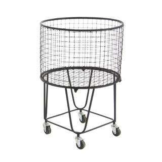 CosmoLiving by Cosmopolitan Black Deep Set Metal Mesh Laundry Basket Storage Cart with Wheels 29034