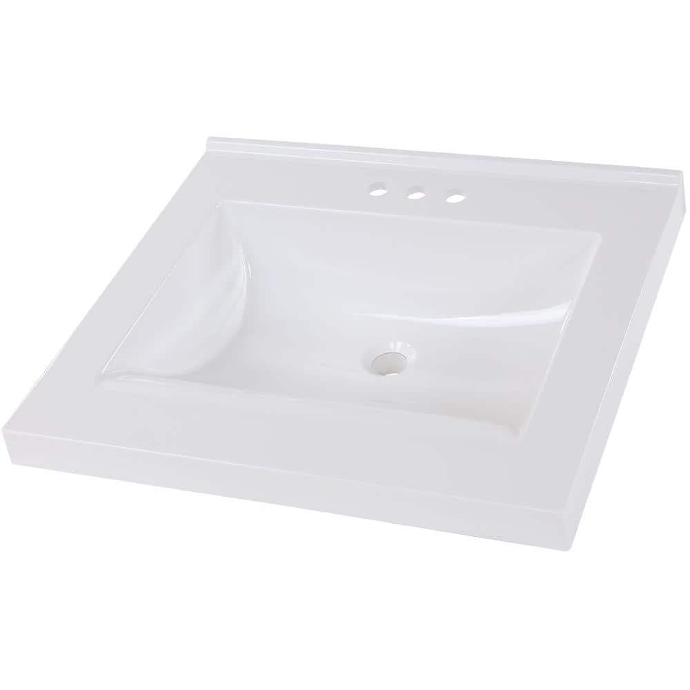 Home Decorators Collection 25 in W x 22 in D Cultured Marble Vanity Top in White with Integrated Sink