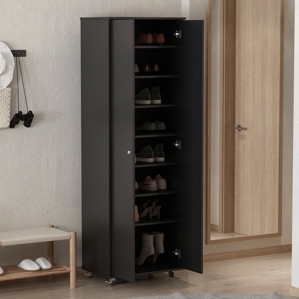 23.6 W 70.9High Shoe Cabinet， 8 Floors， Three Adjustable Boards - - 35444445