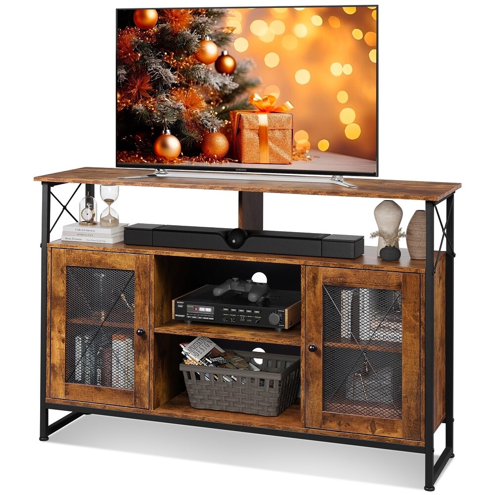 TV Stand 55 inch TV Tall Entertainment Center with Storage  Farmhouse Industrial TV Console for Bedroom Living Room