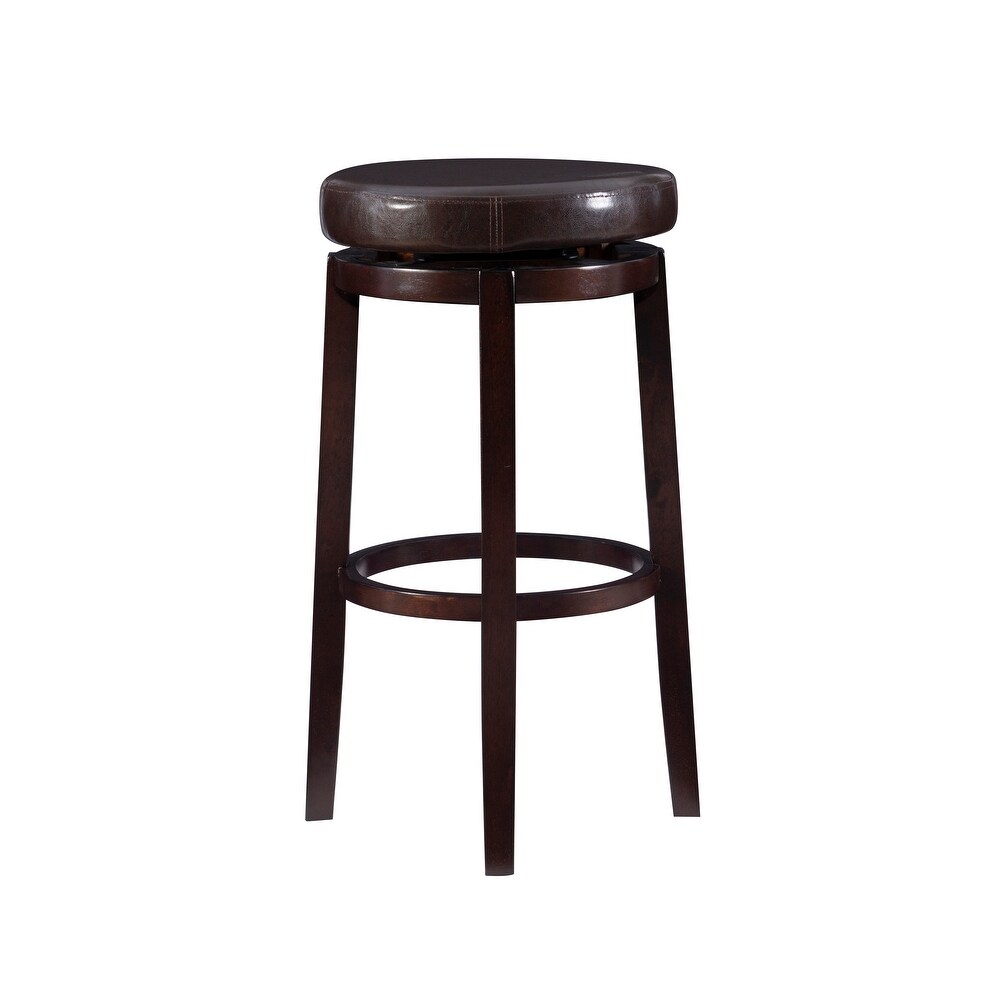 Linon Lynnly Backless Brown Faux Leather Bar Stool