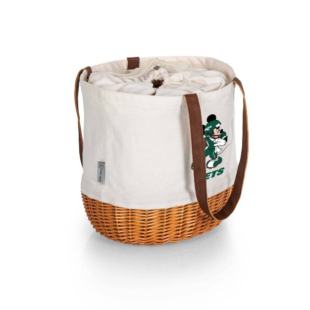 Nfl New York Jets Mickey Mouse Coronado Canvas And Willow Basket Tote Beige Canvas