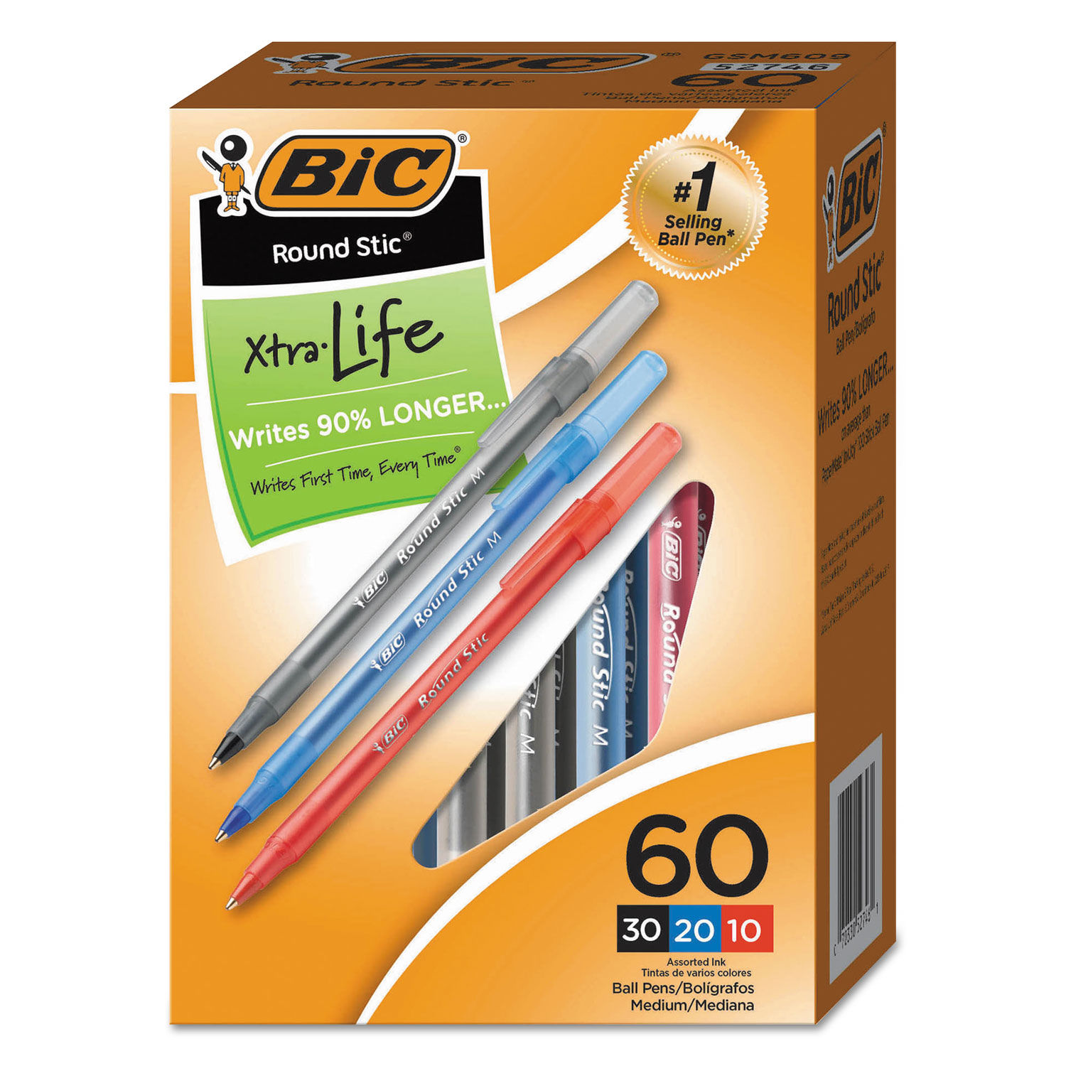 Round Stic Xtra Precision Ballpoint Pen Value Pack by BICandreg; BICGSM609AST