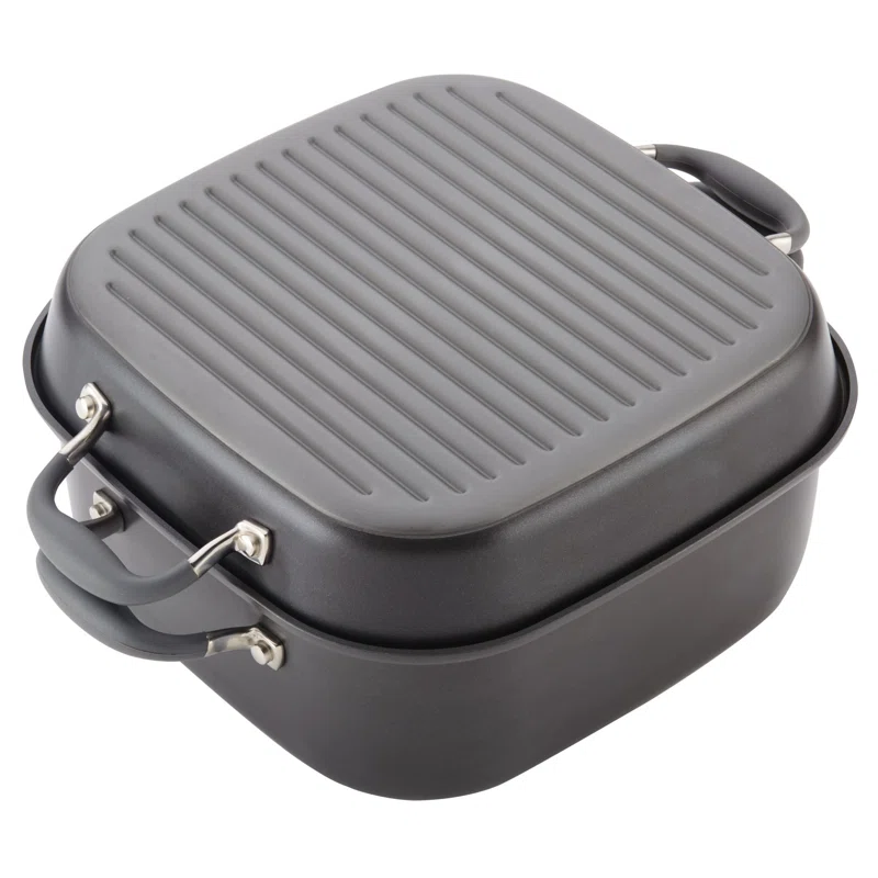 Anolon 83865 Advanced Hard Anodized Nonstick Grill Pan / Griddle and Roaster - 11 Inch， Gray