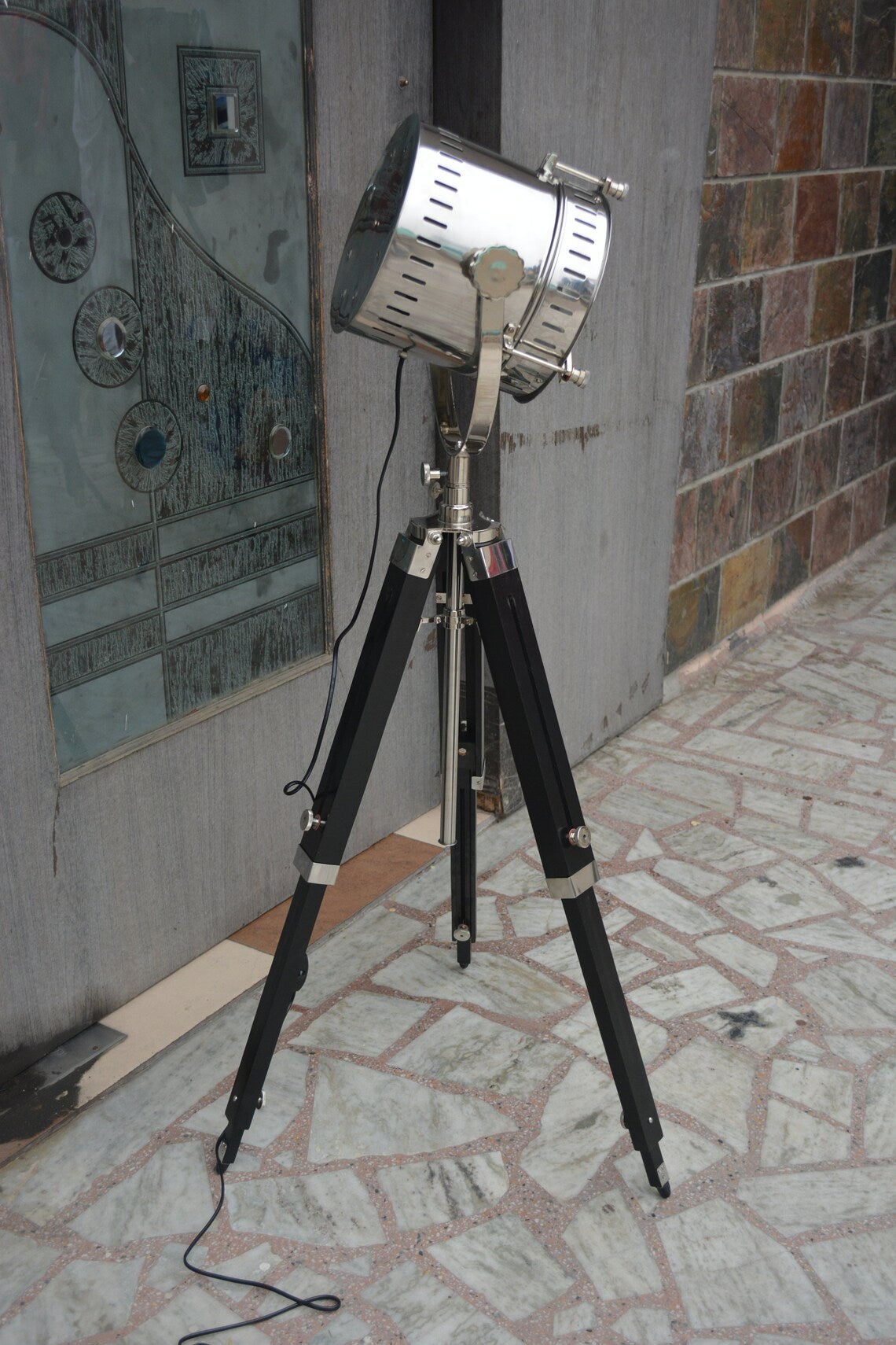 Hollywood Nautical Vintage Searchlight Steel Floor Lamp Spotlight Floor Tripod Stand